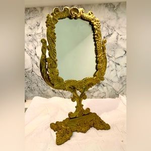 Victorian brass mirror